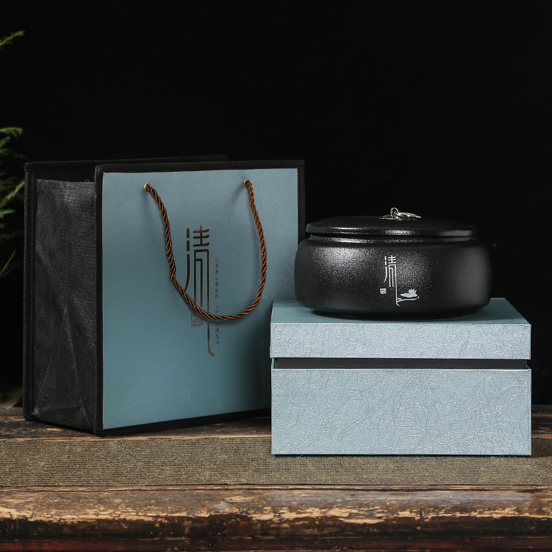 Pottery Tea pot A Jin Canister dark tea Gift box suit business affairs gift logo Festival Special Offer