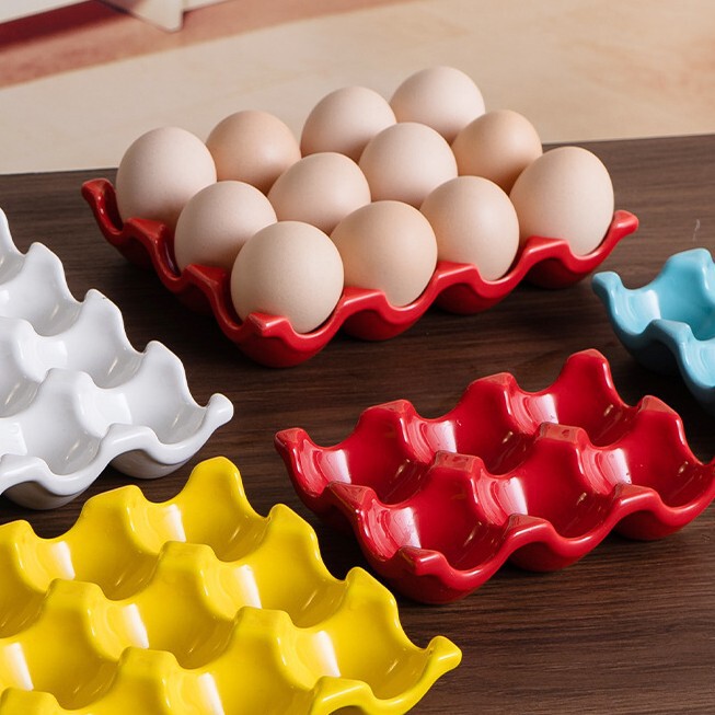 Dopamine Ceramic Egg Tray Amazon Cross-Border Refrigerator Egg Box Kitchen Three-Dimensional Groove Fixed Placement Tray Dopamine Ceramic Egg Tray Amazon Cross-Border Refrigerator Egg Box Kitchen Three-Dimensional Groove Fixed Placement Tray