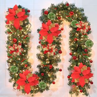 Cross-Border 2.7m Christmas Garland Christmas Rattan Hotel Staircase Wall Hanging Stove Outdoor Christmas Decoration Rattan
