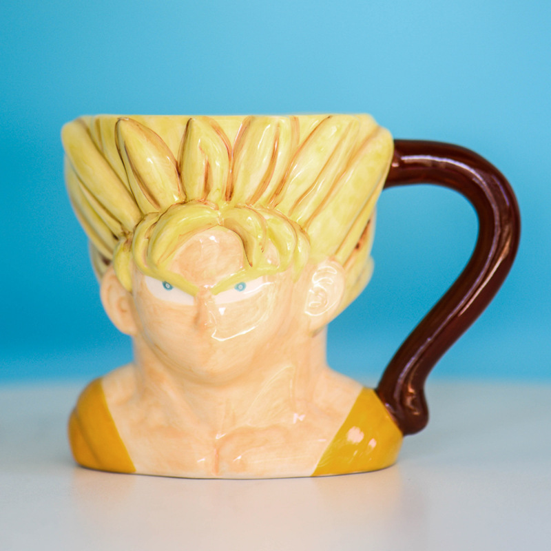 Animación de dibujos animados siete tazas de bola de dragón tazas de cerámica Sun Wukong tazas de agua 3D pintadas a mano creativas para niños