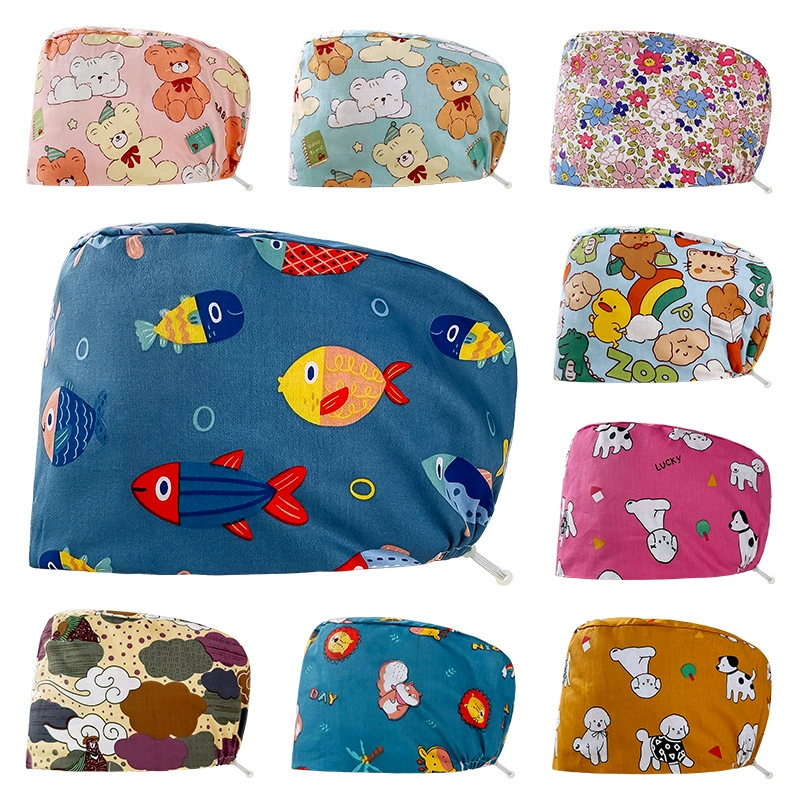 Хлопковая мультяшная шапочка медсестры, дышащая Регулируемая докторская хирургическая шапочка, стоматологическая клиника, кепка Baotou, Мужская и Женская рабочая шапка