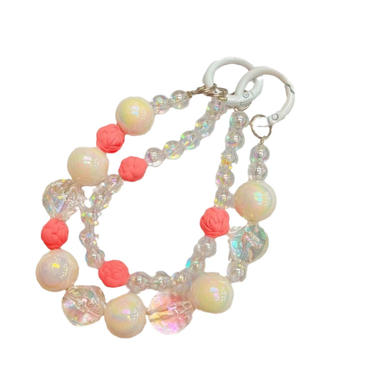 Симпатичный ремешок, bracelet со стеклянными бусинами, для мобильного телефона, с маленькими медведями
