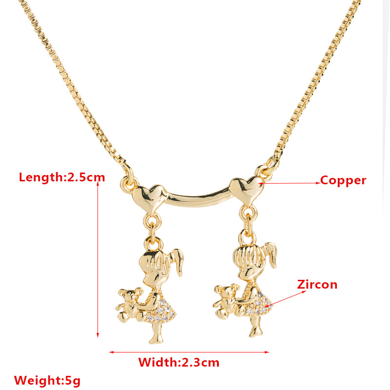 Motheru0027s Day Gift Necklace Fashion Smiley Copper Zircon Clavicle Chain