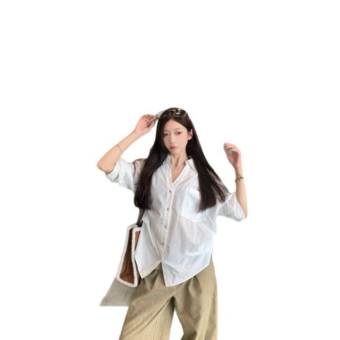 白色老钱风复古高级感气质长袖衬衣女装秋季收腰显瘦小众衬衫上衣|undefined