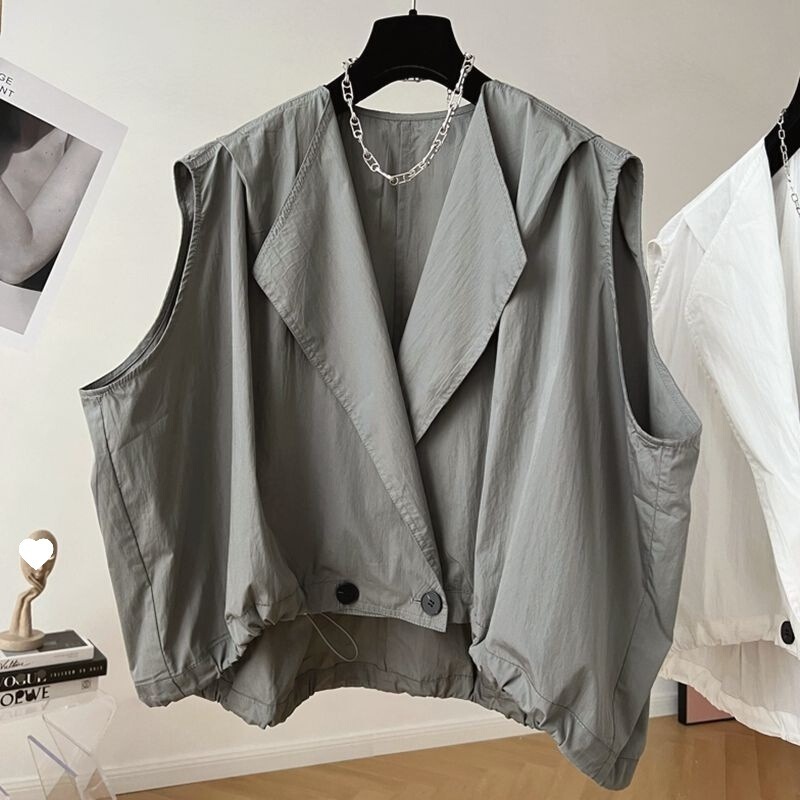 Plus-Size Women's Summer Casual Loose Vest Jacket 150kg Thin Sleeveless Outerwear