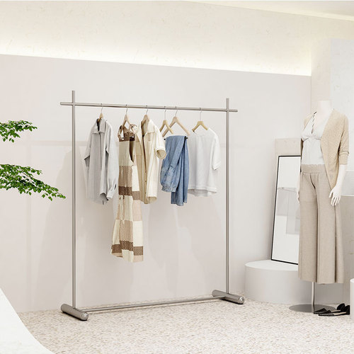 Clothing store stainless steel floor-standing display rack women's clothing store hanging rack clothes moving island shelf display props