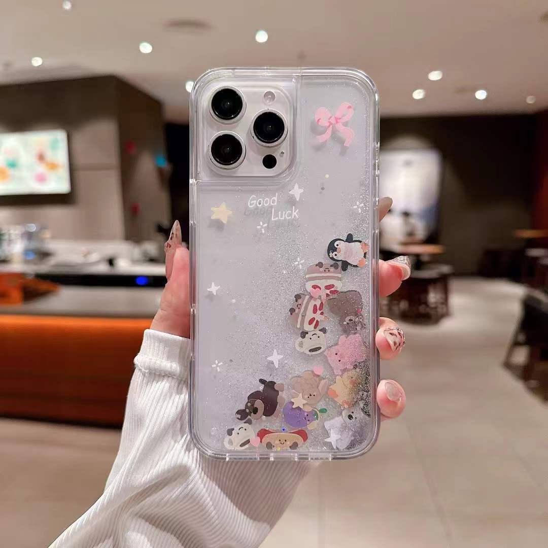 Dibujos animados arenas movedizas pequeños animales Apple 15/16Pro personalidad teléfono celular carcasa 14pormax nuevo 16PM niñas