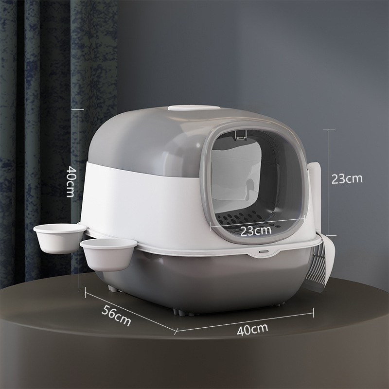 Baja de arena de gato totalmente cerrada extra extra extraíble gran tamaño para inodoro de gato esterilizante desodorante tipo tapa levantada anti-spillado