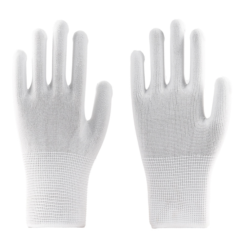 Guantes impresos de nailon de colores fabricantes al por mayor guantes elásticos delgados núcleo transpirable protección solar protección contra el trabajo antiestático