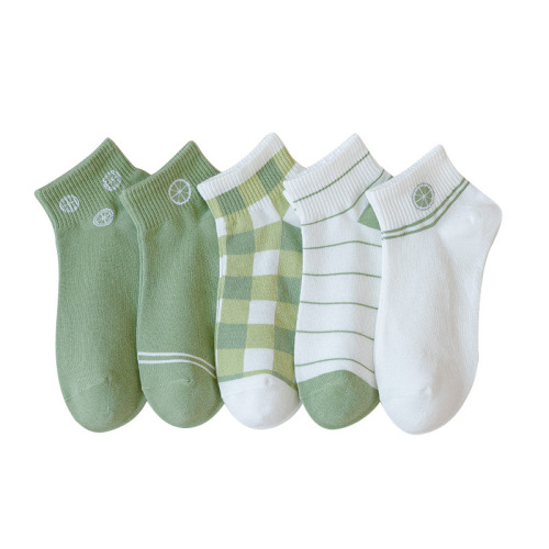 Socks for Girls Short Socks Summer Thin Style Trendy Matchable Breathable Summer Days Korean and Japanese Cute Grid Lady Socks Automatic Distribution