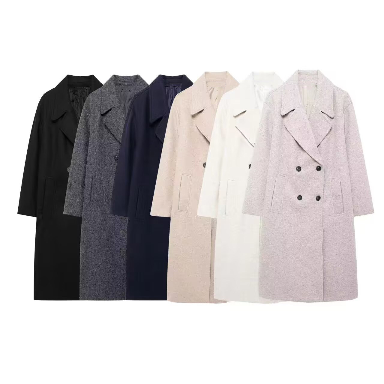 外贸2024秋冬新款女装街头保暖气质软质宽松大衣风衣外套女A35347