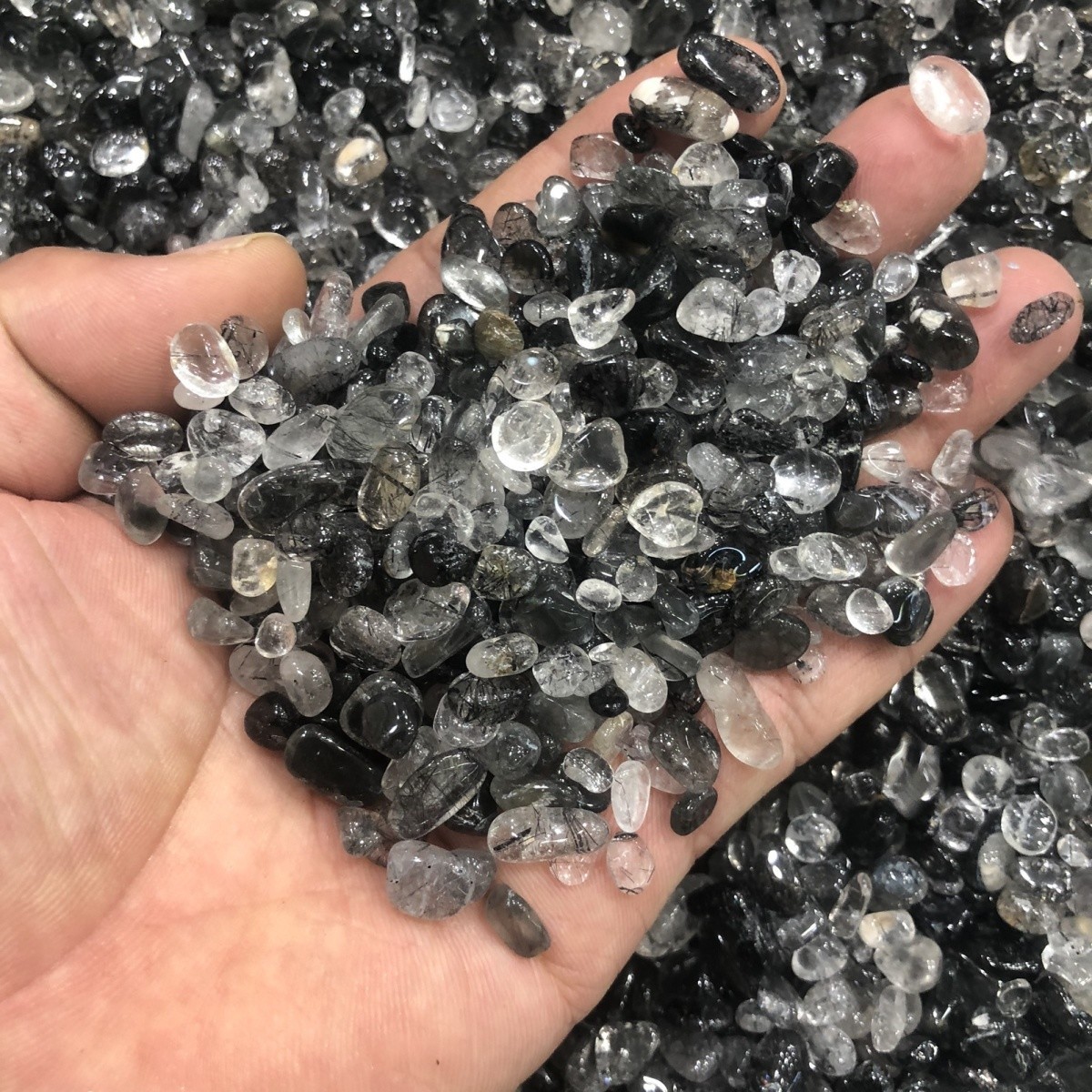 Black hair crystal / 3-5mm 100g