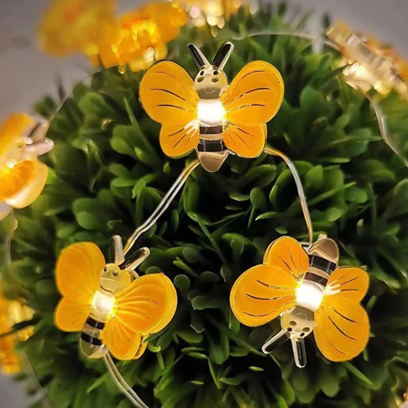Yellow bee string lights / 1.1m lights (2aa always on battery box)