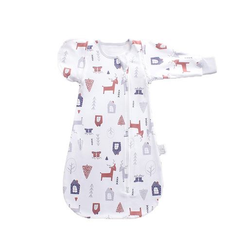 Baby sleeping bag for all four seasons, baby anti-startle swaddling, detachable sleeves, children's sleeping bag, surrender-style newborn anti-kick blanket