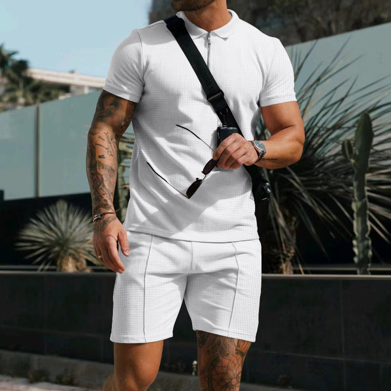 455g Weight Short Sleeve Sleeve Length Polyester Fabric Type Shorts Sets Sets Type 2 Pieces Set Quantity Casual, Daily, Sports Occasion Turndown Neckline Regular Fit Fit Type Solid Color Pattern Summer Season Men's Gender Basic Style Men's Solid Color Basic Turndown Short Sleeve Regular Fit Men's Sets 3