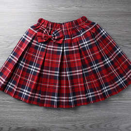 女童裙子格子裙儿童半身裙小学生短裙红色格子裙子学院校服女孩子