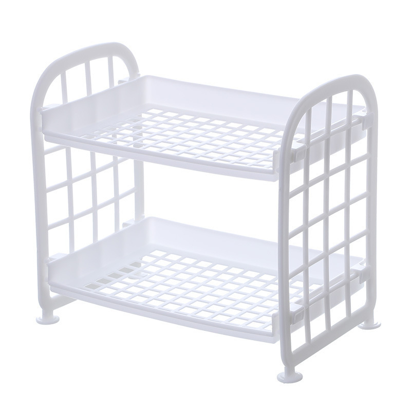 Estante de escritorio de plástico multicapa casero cocina estante de acabado hueco cosmético de doble capa estante de almacenamiento de baño
