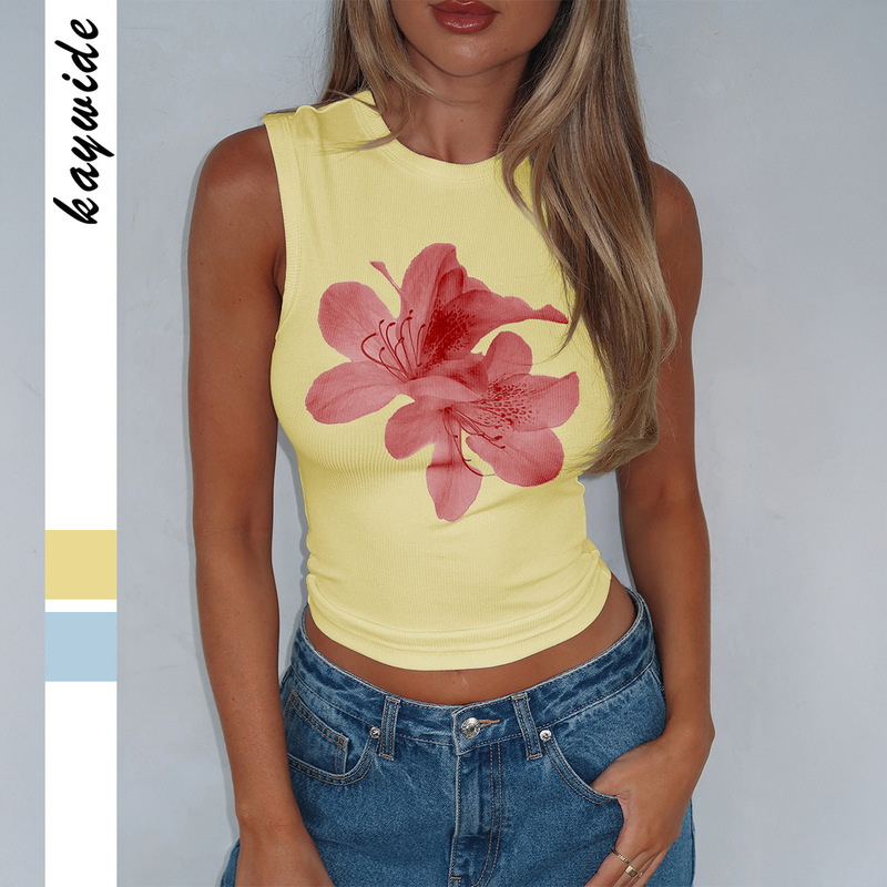 Cross-Border European and American Y2K Hot Girl Style Versatile Printed T-Shirt Tops and Vests for Women 2026 Spring/Summer Amazon Independent Site