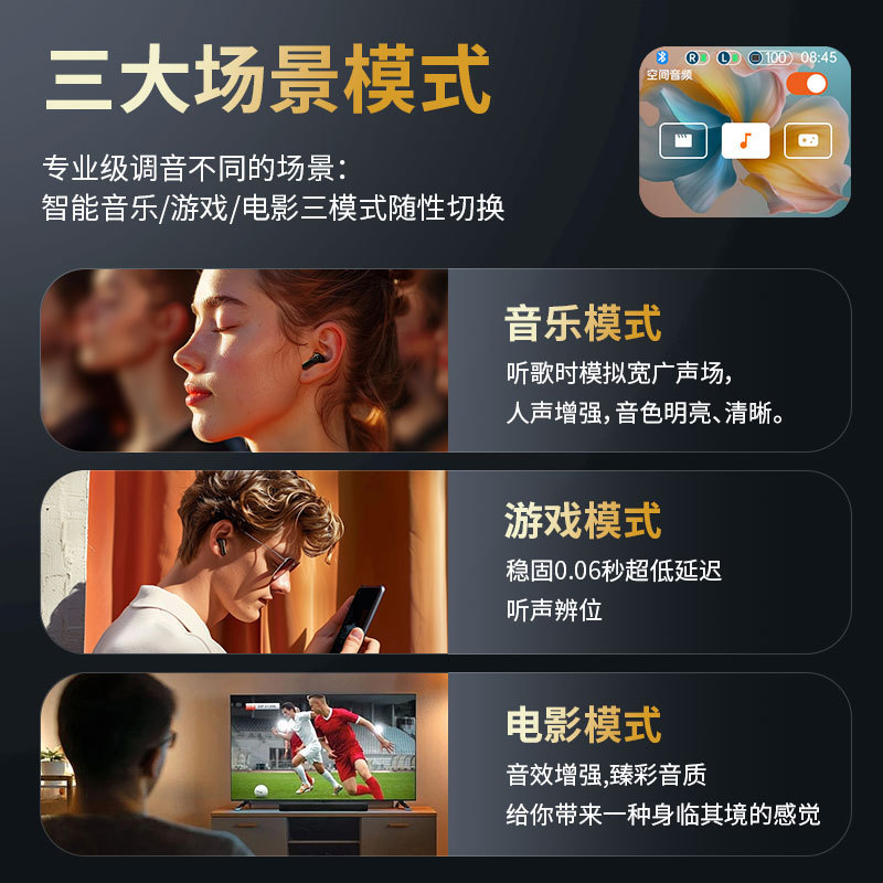 亚马逊ANC降噪翻译耳机全彩触控屏入耳式防水无线硅胶蓝牙耳机|undefined