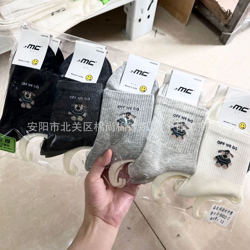运动袜魔彩女士春秋季新款拉布布吸汗卡通潮流学生百搭中筒袜批发|undefined