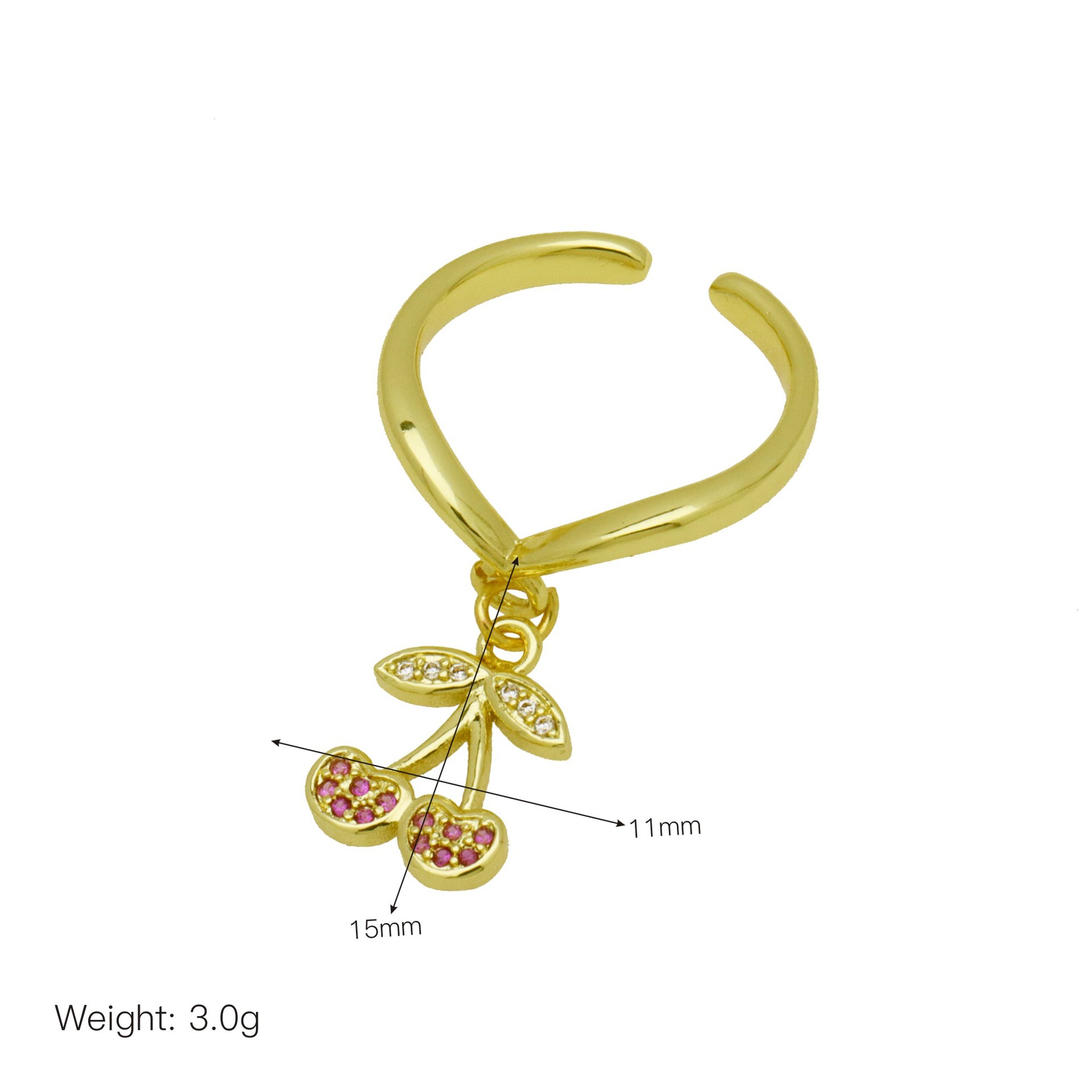 6g Weight Multi Charms Necklace, Open Rings Classification Adjustable Ring Size 1 Piece Quantity Daily Occasion Copper Material Cherry, Heart Shape, chili Pattern All Seasons Season Women's Gender Enamel Design Cute Style Wholesale Jewelry Cute Cherry Heart Shape Chili Copper Enamel Multi Charms Necklace Open Rings 5