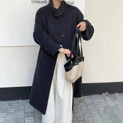 2025新款秋冬毛呢大衣女长款韩版时尚立领羊毛呢外套大衣女双面羊