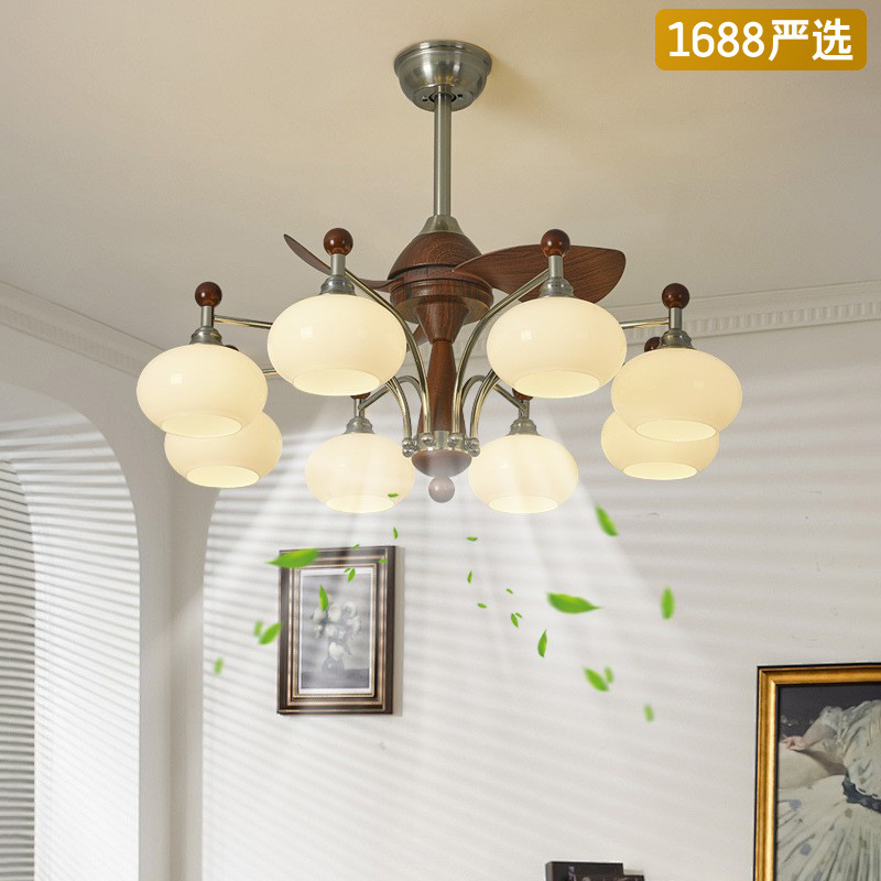 [Estrictamente seleccionado] Lámpara de ventilador medieval 2025 nuevo ventilador de techo americano de estilo europeo con lámpara, lámpara silenciosa de conversión de frecuencia integrada