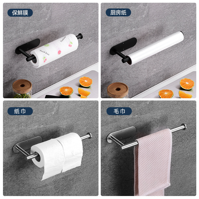 Amazon transfronteriza 304 sostenedor del tejido de acero inoxidable de la cocina rollo de papel de plástico titular de almacenamiento rack perforar libre gabinete