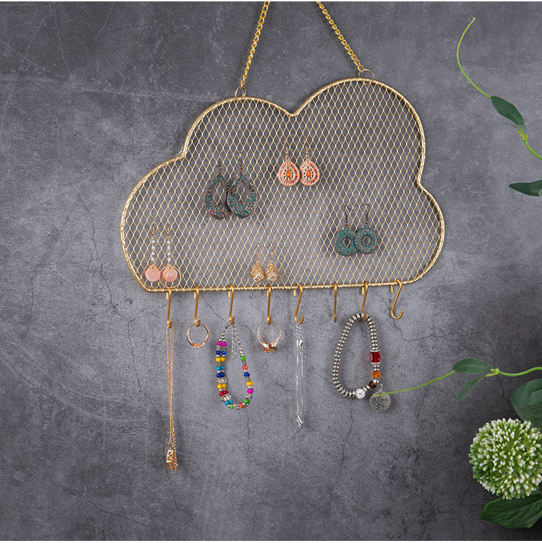 Clouds, Round, Square Pattern 1 Piece Metal Fashion Clouds Round Square Jewelry Rack