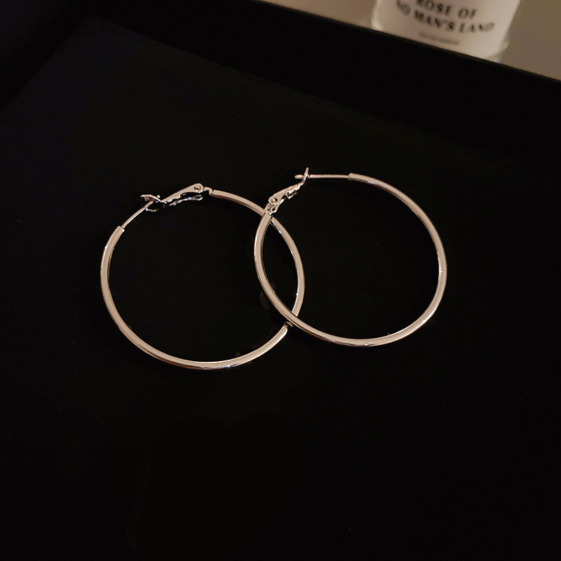 Pendientes geométricos con anillo de metal con aguja de plata, diseño minimalista de nicho, orejas de todo fósforo, pendientes de viaje de viento frío europeo y americano, mujeres
