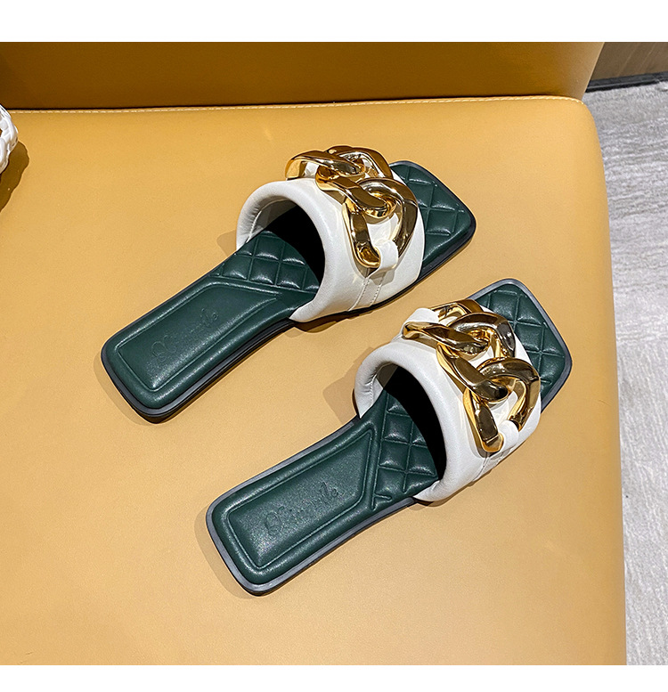 Pantofole di pelle di pecora da donna Net Red 2023 New Summer Leather One Word Pantofole da donna abbigliamento estivo moda scarpe da spiaggia tendenza_voghion.com