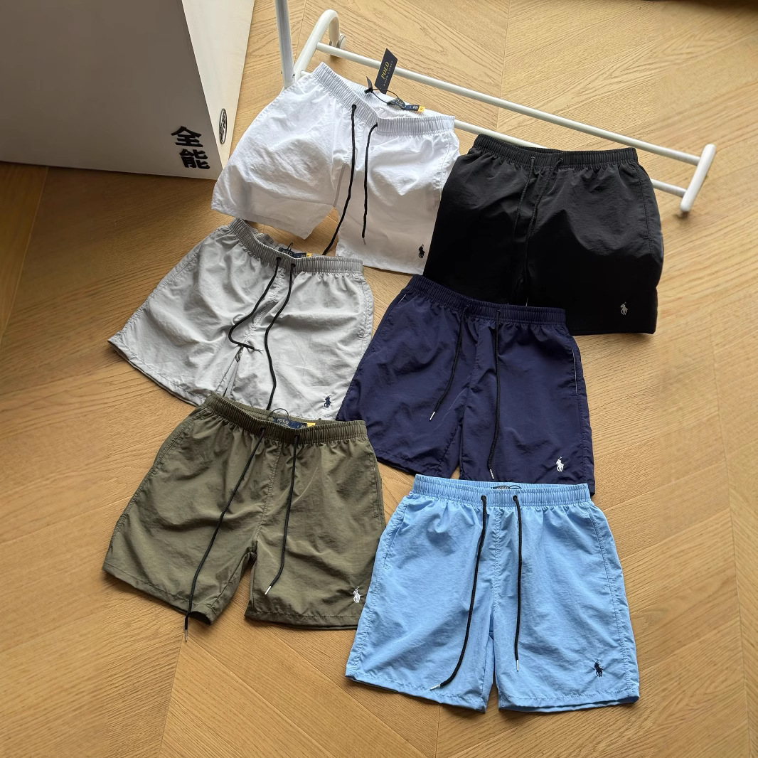 Cross-Border Export Rl Laffy Pony Embroidered Logo Elastic Waist Drawstring Quick-Drying Shorts Beach Pants Same Style for Men and Women