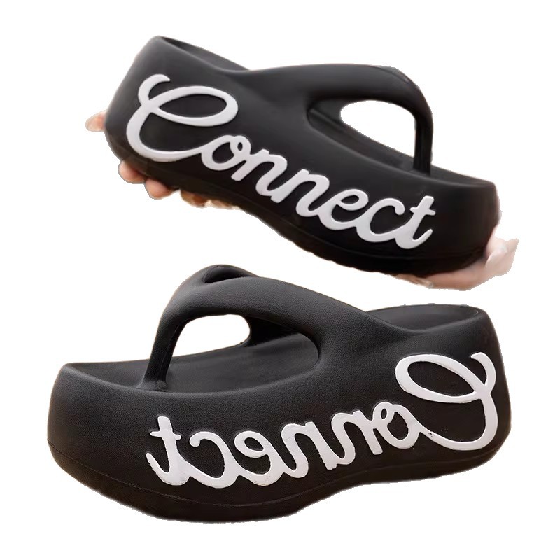top Quality New Thick-Soled Letter-Printed Flip-Flops Women, Fashionable For Outdoor Wear, Height-Increasing And Comfortable, Summer_voghion.com