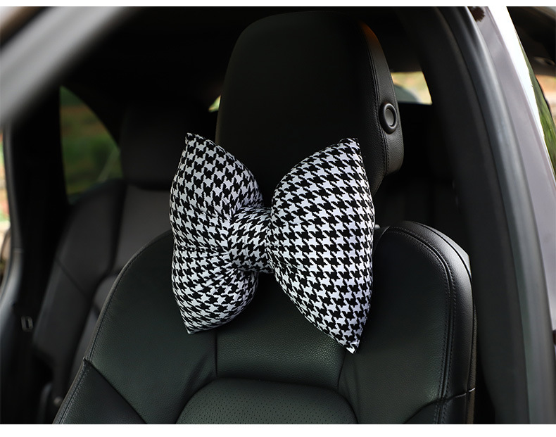 Car Headrest Neck Pillow Fashion Houndstooth Car Headrest Waist Cushion Creative Car Comfortable Neck Pillow Pillow