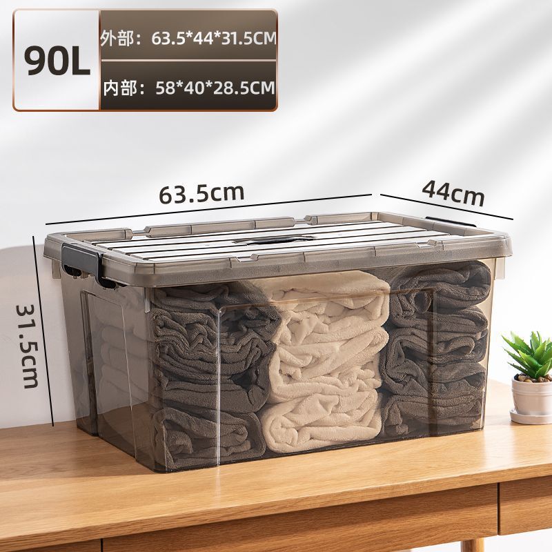 辰宁收纳箱大容量特大号透明塑料有盖整理箱家用收纳盒衣服储森升|undefined