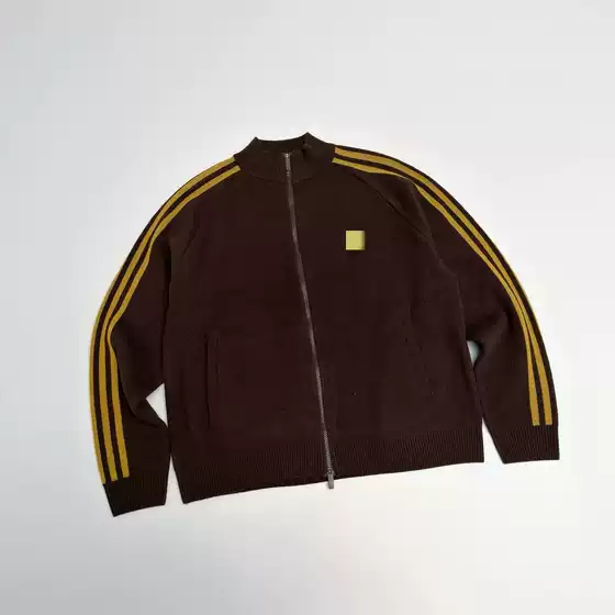 Korean-Style Color-Blocked Three-Stripe Trendy Casual Knit Cardigan Autumn Sports Versatile Warm Top