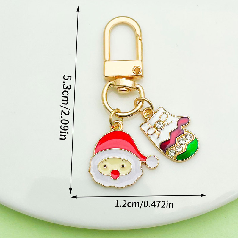 クロスボーダーサンタクロースの日クリスマスツリーデーかわいいキーホルダー合金キーチェーンバッグペンダントジュエリー小さなギフト|undefined
