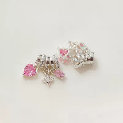 14K Gold-Plated Zircon Star: Zərgərlik ara hissələri - silver-pink-gemstone