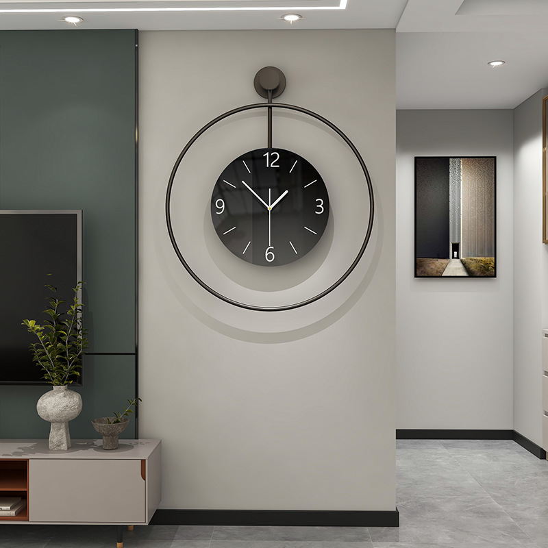 Modern Simple Wall Clock Living Room High-End Light Luxury Decorative Clock Wall Hanging Home Restaurant Silent Clock Without Punching