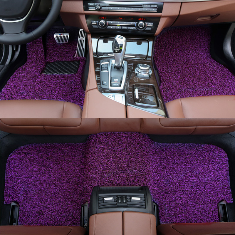 Universal – Car Carpet Mat Single Driver - 5-seat-set-thickened-21mm-purple-black