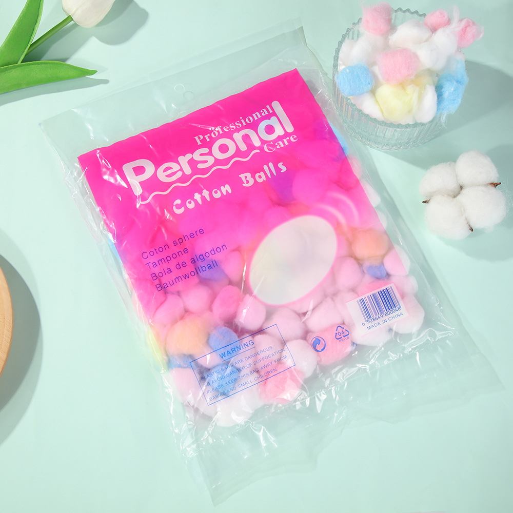Fabricantes transfronterizos de 50 pellas de algodón desengrasado de color, algodón limpio desechable para el cuidado de la piel, algodón cosmético desengrasado