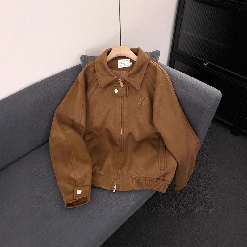 Men's Pilot Jacket Autumn Trend American Style Suede Design Loose Turn-Down Collar Casual Jacket Men's Clothing