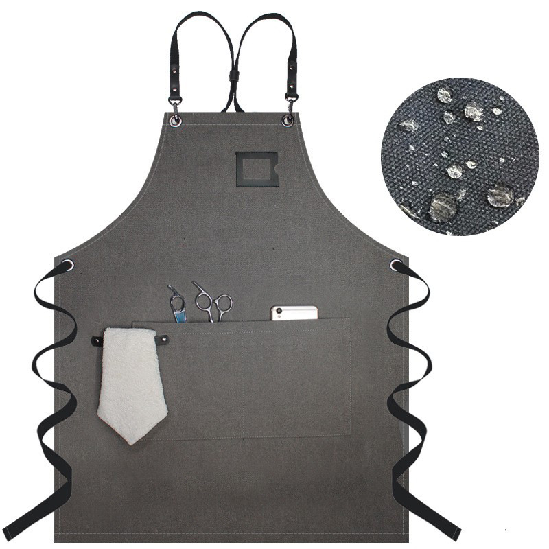 Delantal de lona gruesa logotipo personalizado Cafetería Restaurante leche tienda de té peluquería Correa guardapolvos delantal al por mayor
