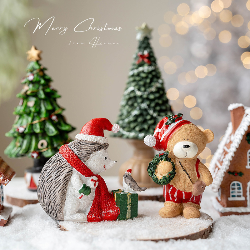 クリスマスのデスクトップ装飾装飾クリスマス樹脂ミニクリスマスツリーの小さな家装飾写真道具|undefined