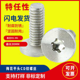 源头工厂批发CD纹螺丝304微型不锈钢沉头精大平头内梅花槽机螺钉