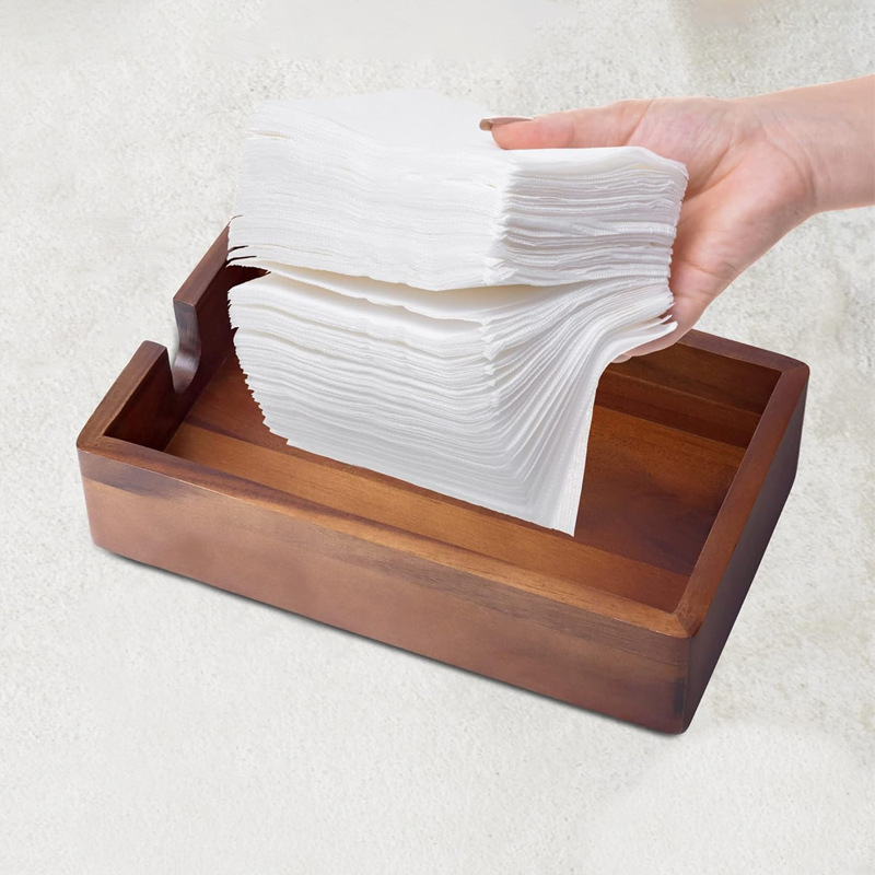 Caja de almacenamiento de tejido de madera multi-funcional conveniente hogar comedor mesa de almacenamiento de tejido caja de almacenamiento de baño