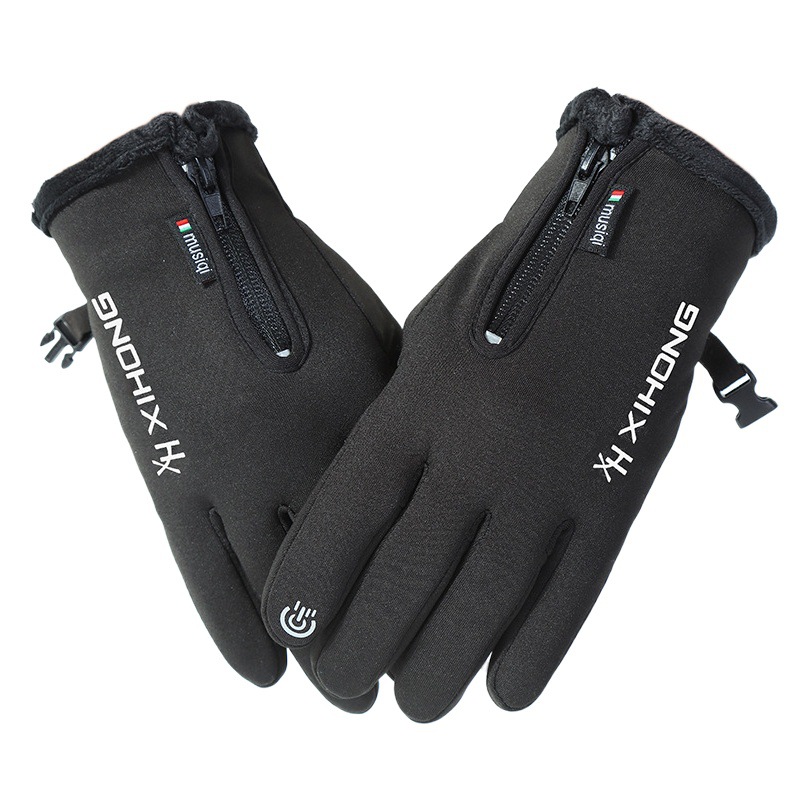 Guantes de equitación de invierno con forro polar pantalla táctil a prueba de viento impermeable motocicleta para llevar antideslizante deportes al aire libre guantes calientes