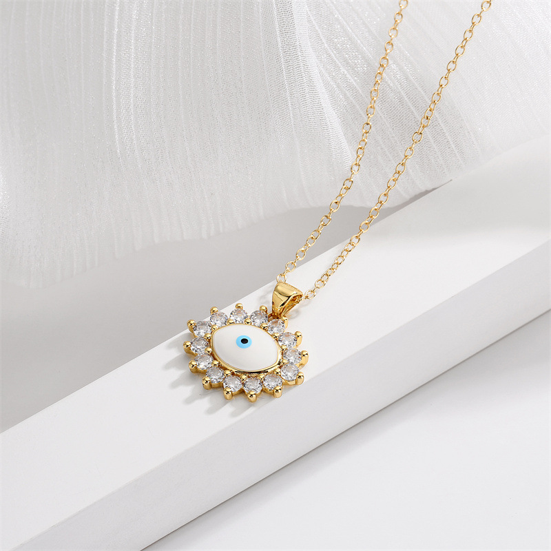 Fashion Devilu0027S Eye Copper Necklace Inlay Zircon Copper Necklaces