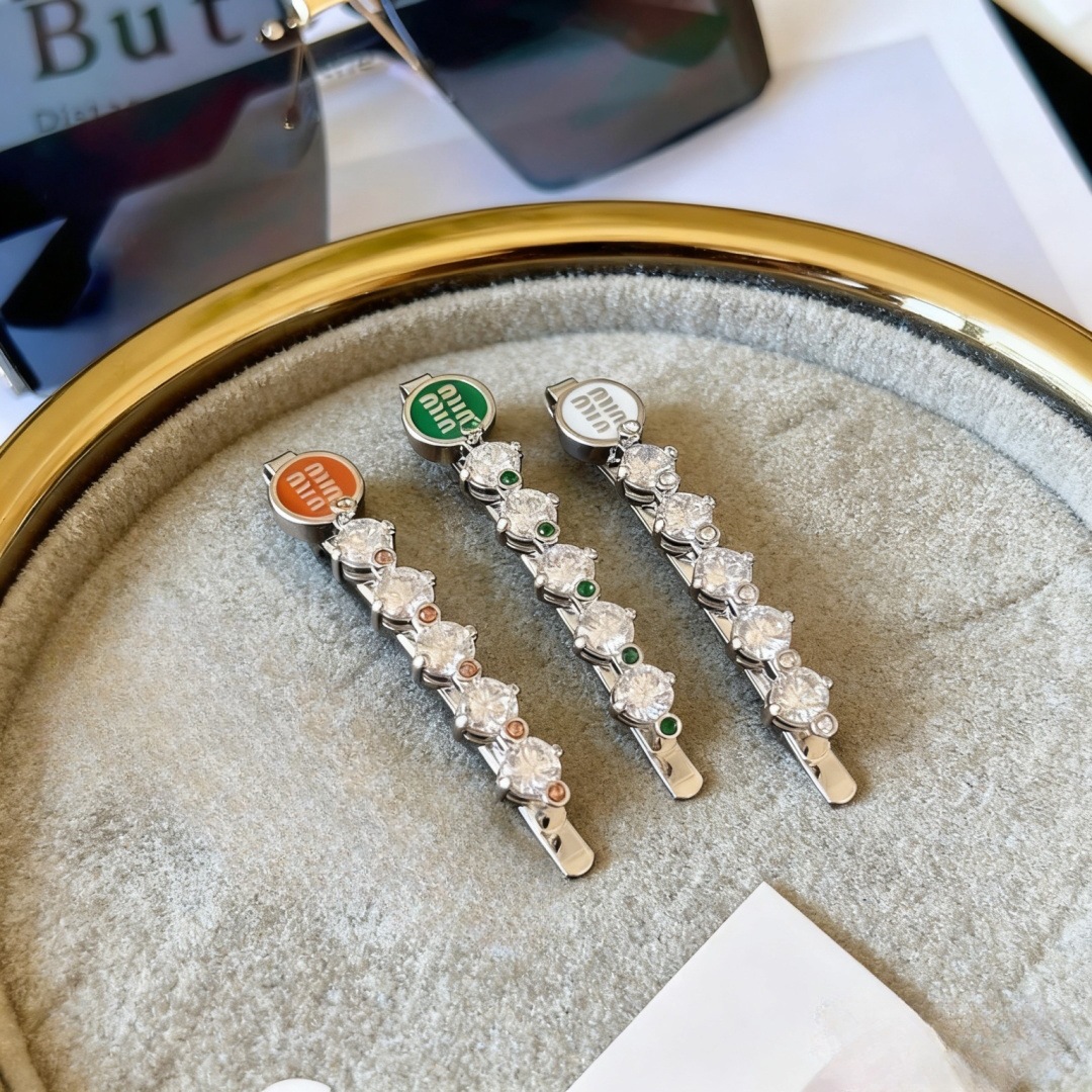 2025 New Model Miss Min Zircon High-End Hairpin with Enamel Edge Clip, Light Luxury Style, High-End Hair Accessory