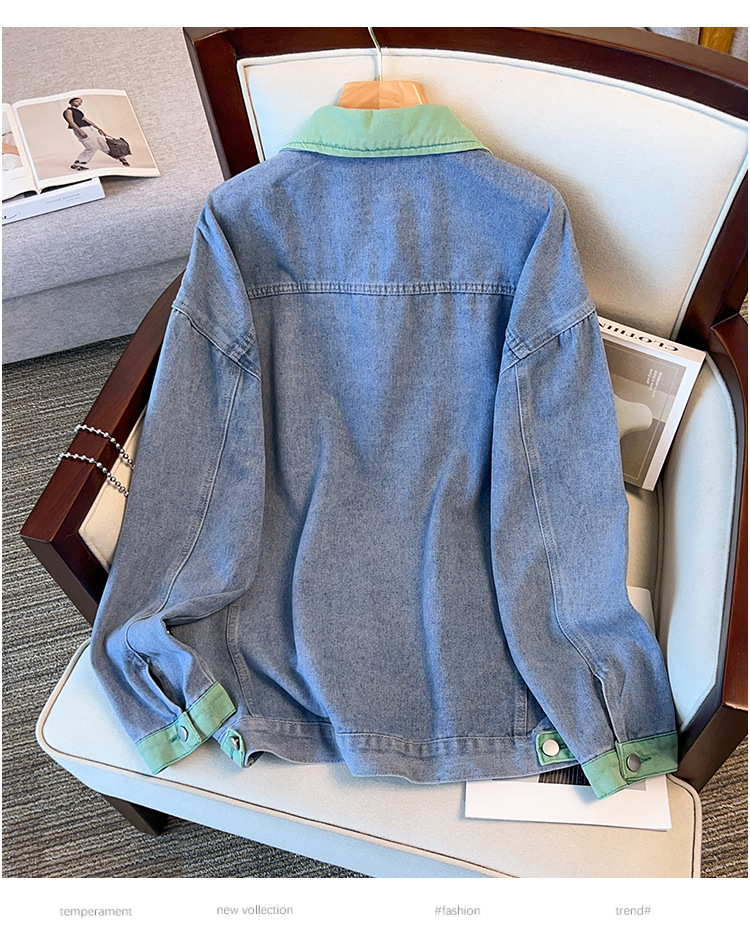 Damenbekleidung Große Größe Frühjahr Neue Lose Jeansjacke 200/300 Catties Lose Schlanke Oberseite_voghion.com